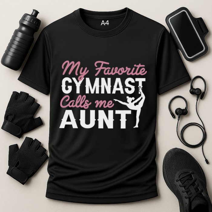 Gymnastics Aunt My Favorite Gymnast Calls Me Aunt Cooling Performance Crew T-Shirt