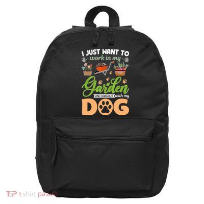 Garden And My Dog Plants Lover Funny Gardener Gardening 16 in Basic Backpack