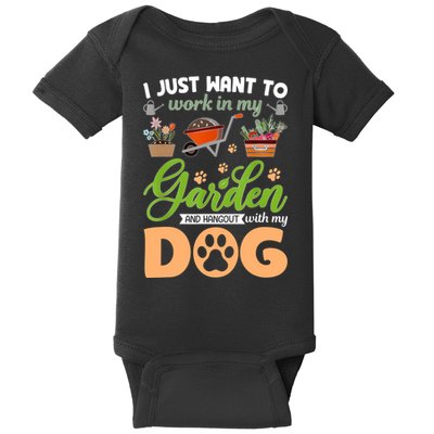 Garden And My Dog Plants Lover Funny Gardener Gardening Baby Bodysuit