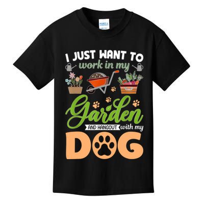 Garden And My Dog Plants Lover Funny Gardener Gardening Kids T-Shirt