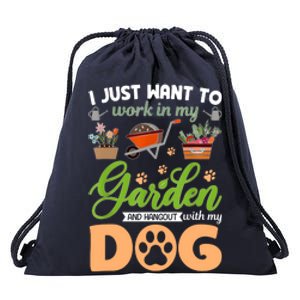 Garden And My Dog Plants Lover Funny Gardener Gardening Drawstring Bag