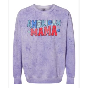 Groovy American Mama 4th Of July American Mom Gift Colorblast Crewneck Sweatshirt