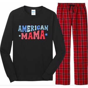 Groovy American Mama 4th Of July American Mom Gift Long Sleeve Pajama Set