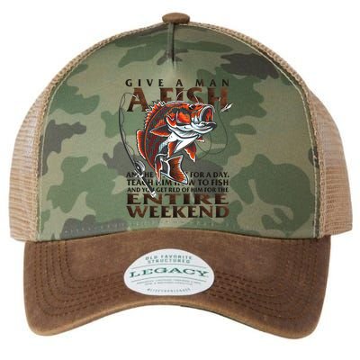 Give A Man A Fish Funny Fishing Fanatic Legacy Tie Dye Trucker Hat