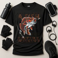 Give A Man A Fish Funny Fishing Fanatic Cooling Performance Crew T-Shirt