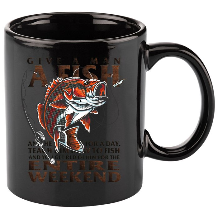 Give A Man A Fish Funny Fishing Fanatic 11oz C Handle Ceramic Mug