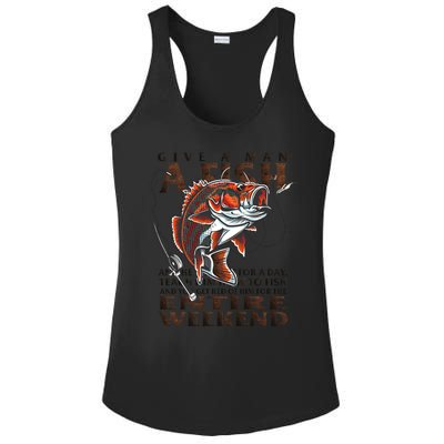 Give A Man A Fish Funny Fishing Fanatic Ladies PosiCharge Competitor Racerback Tank