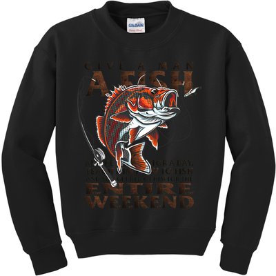 Give A Man A Fish Funny Fishing Fanatic Kids Sweatshirt