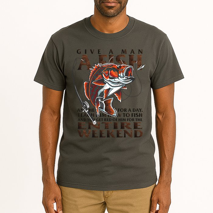 Give A Man A Fish Funny Fishing Fanatic Tall T-Shirt