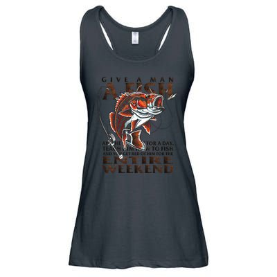 Give A Man A Fish Funny Fishing Fanatic Ladies Essential Flowy Tank