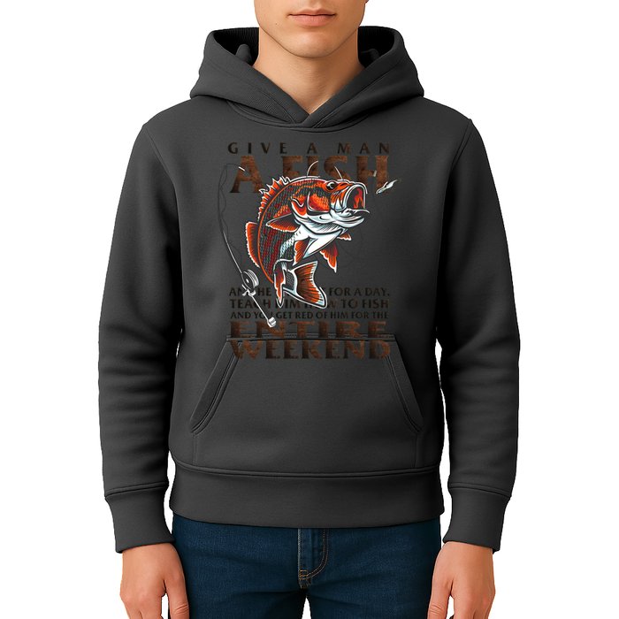 Give A Man A Fish Funny Fishing Fanatic Kids Hoodie