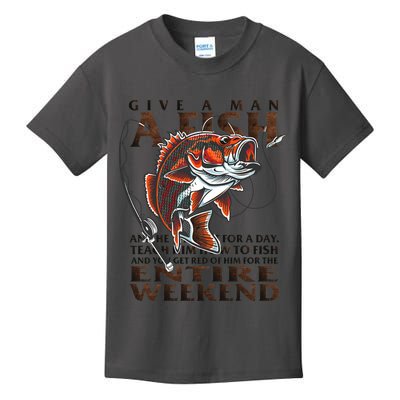 Give A Man A Fish Funny Fishing Fanatic Kids T-Shirt
