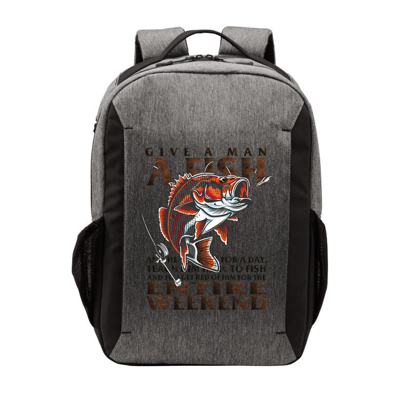 Give A Man A Fish Funny Fishing Fanatic Vector Backpack