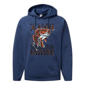 Give A Man A Fish Funny Fishing Fanatic Performance Fleece Hoodie