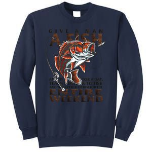 Give A Man A Fish Funny Fishing Fanatic Sweatshirt