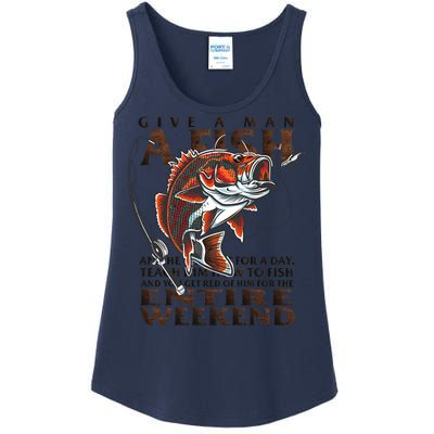 Give A Man A Fish Funny Fishing Fanatic Ladies Essential Tank