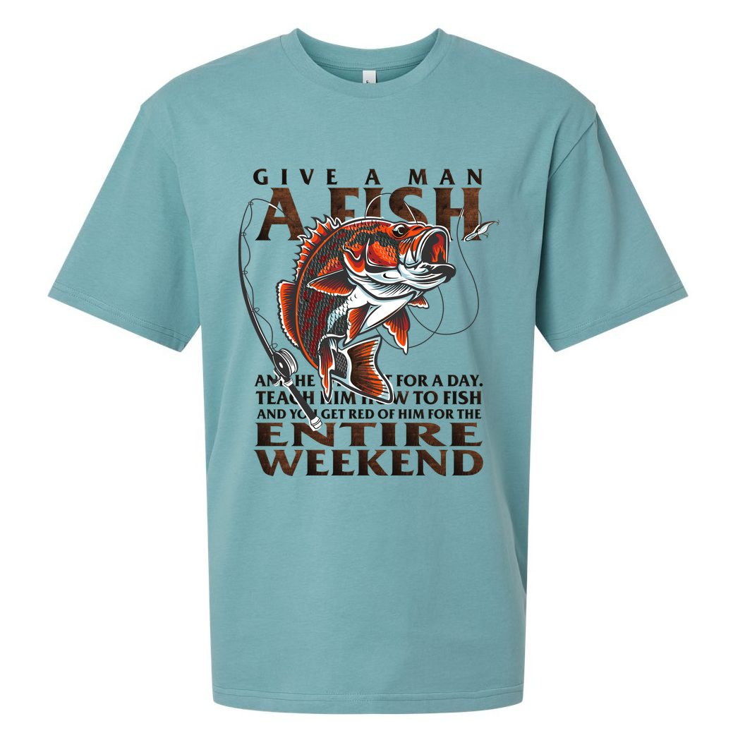 Give A Man A Fish Funny Fishing Fanatic Sueded Cloud Jersey T-Shirt