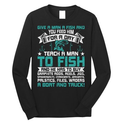 Give A Man A Fish Carp Fly Fishing Angling Long Sleeve Shirt