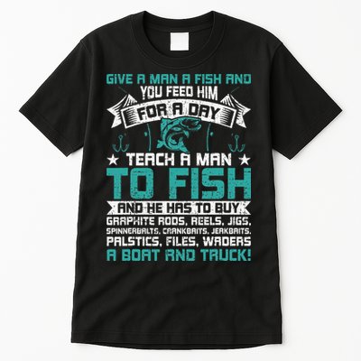 Give A Man A Fish Carp Fly Fishing Angling Tall T-Shirt
