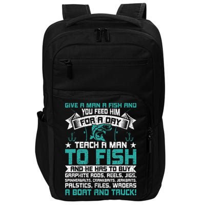 Give A Man A Fish Carp Fly Fishing Angling Impact Tech Backpack