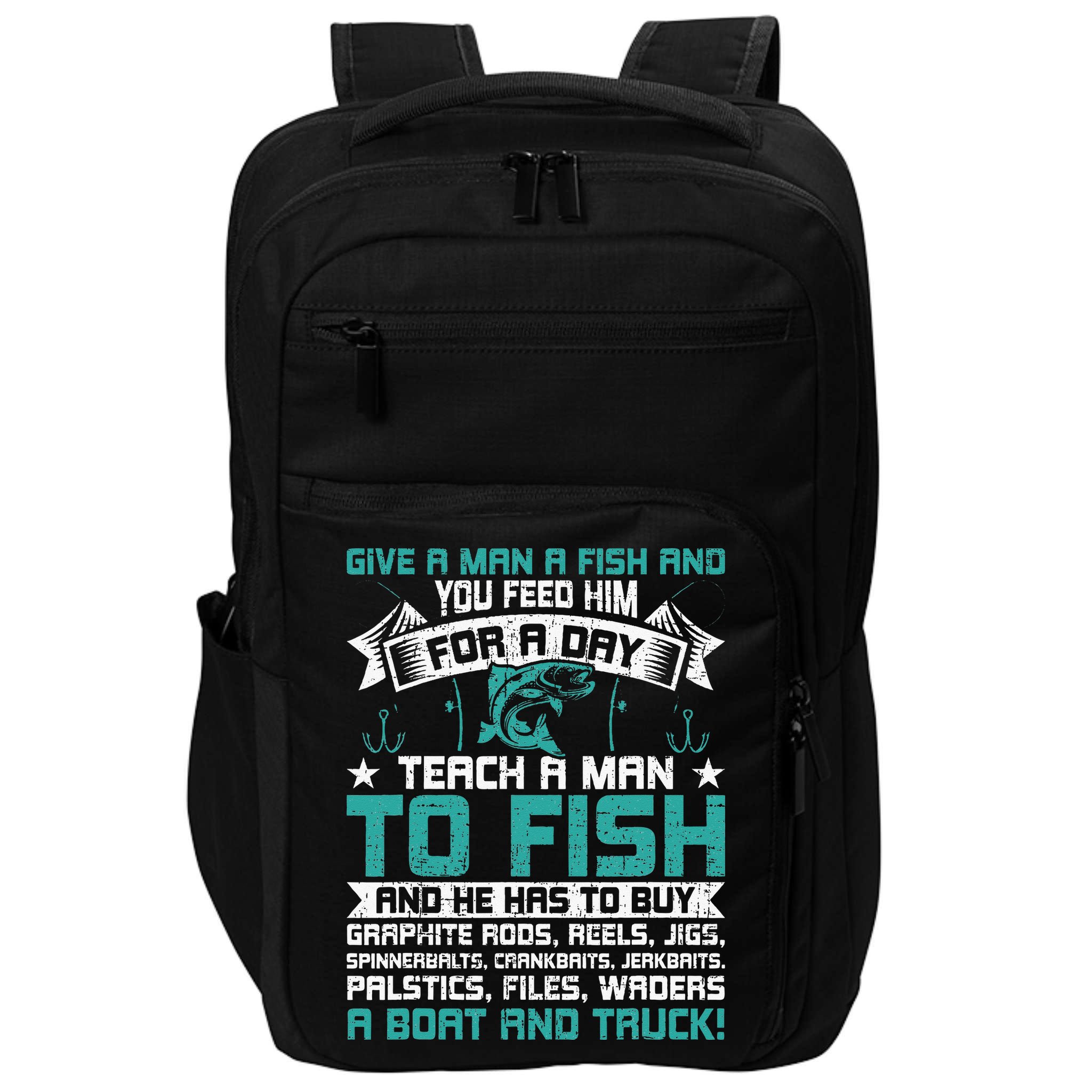 Give A Man A Fish Carp Fly Fishing Angling Impact Tech Backpack