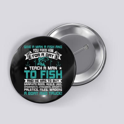 Give A Man A Fish Carp Fly Fishing Angling Button