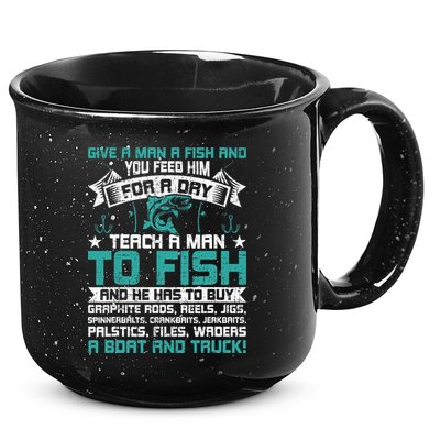 Give A Man A Fish Carp Fly Fishing Angling 15oz Campfire Ceramic Mug