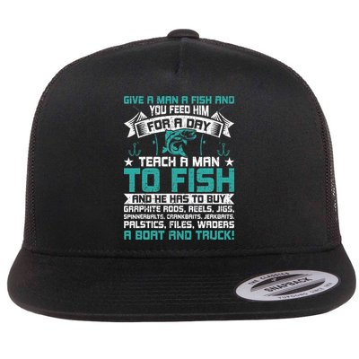 Give A Man A Fish Carp Fly Fishing Angling Flatbill Hat