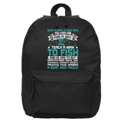 Give A Man A Fish Carp Fly Fishing Angling 16 in Basic Backpack