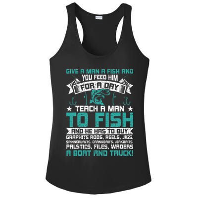 Give A Man A Fish Carp Fly Fishing Angling Ladies PosiCharge Competitor Racerback Tank