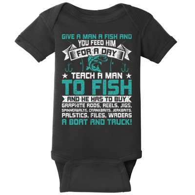 Give A Man A Fish Carp Fly Fishing Angling Baby Bodysuit