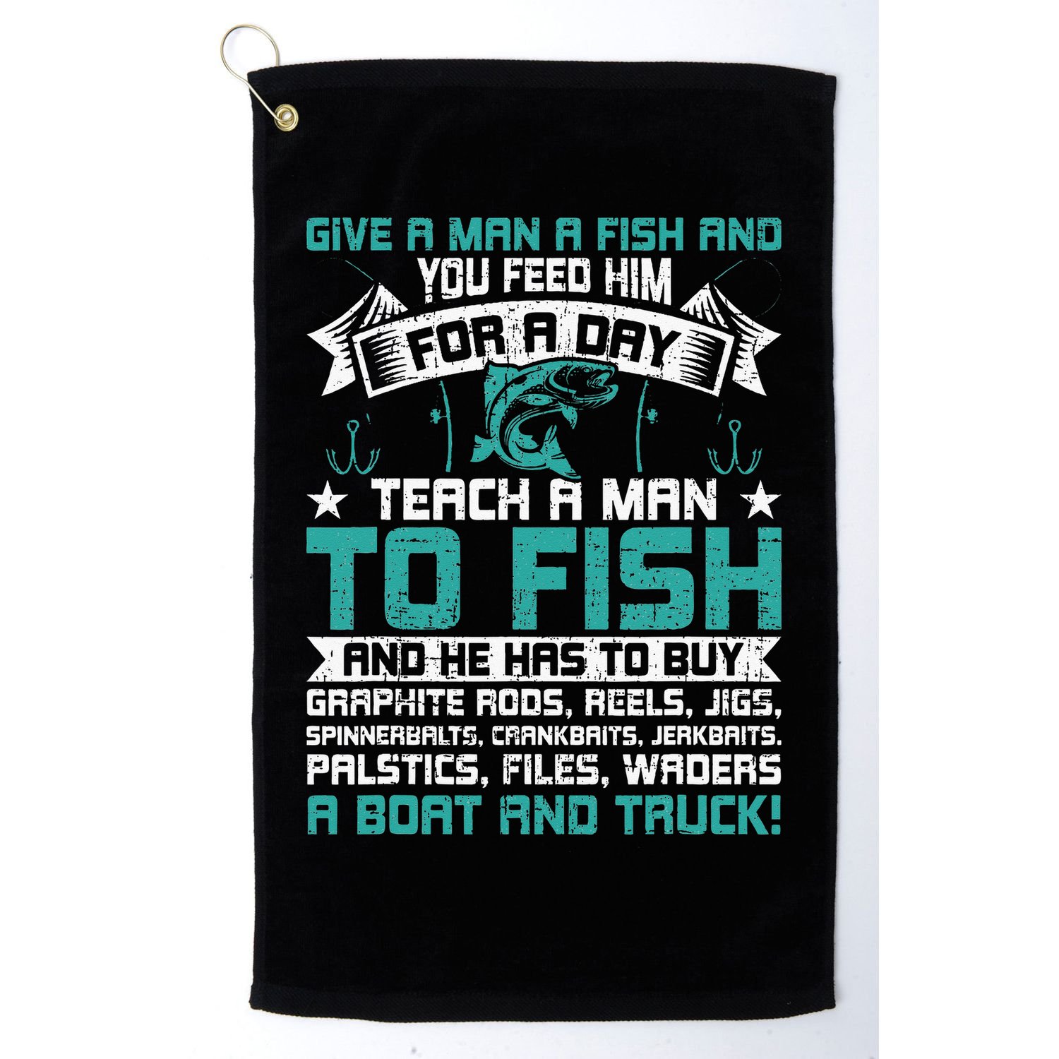 Give A Man A Fish Carp Fly Fishing Angling Golf Towel
