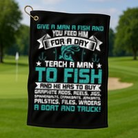 Give A Man A Fish Carp Fly Fishing Angling Golf Towel
