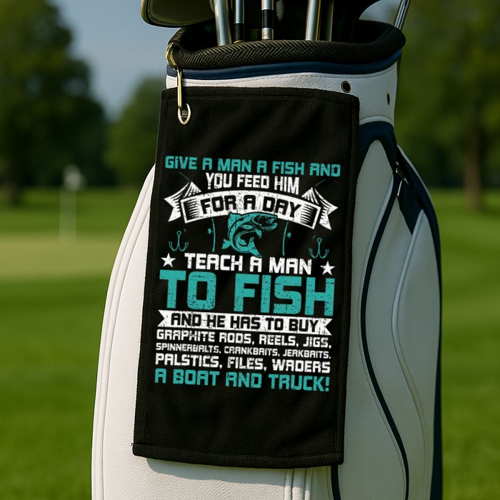 Give A Man A Fish Carp Fly Fishing Angling Golf Towel