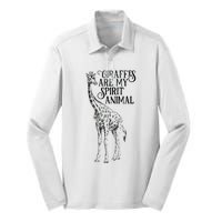 Giraffes Are My Spirit Animal For Giraffe Lovers Silk Touch Performance Long Sleeve Polo