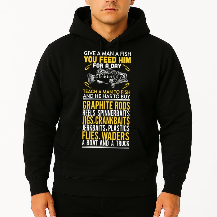 Give A Man A Fish You Feed Him For A Day Teach Him To Fish Funny Hoodie