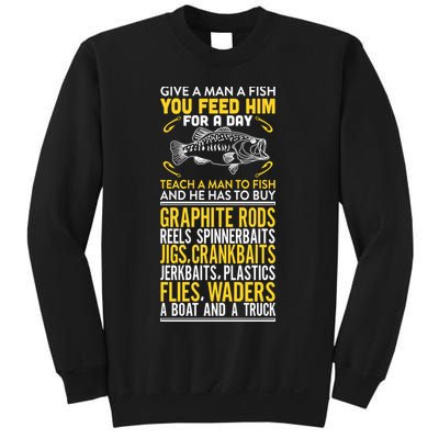 Give A Man A Fish You Feed Him For A Day Teach Him To Fish Funny Sweatshirt