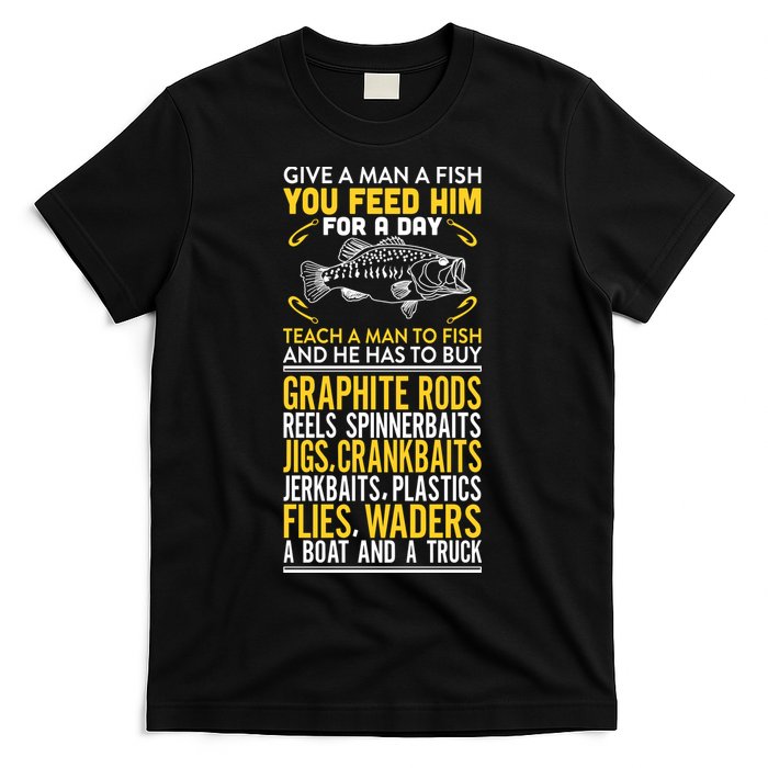 Give A Man A Fish You Feed Him For A Day Teach Him To Fish Funny T-Shirt