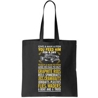 Give A Man A Fish You Feed Him For A Day Teach Him To Fish Funny Bag
