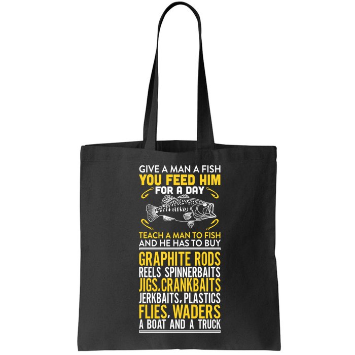 Give A Man A Fish You Feed Him For A Day Teach Him To Fish Funny Bag