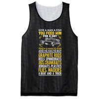 Give A Man A Fish You Feed Him For A Day Teach Him To Fish Funny Mesh Reversible Basketball Jersey Tank