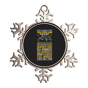 Give A Man A Fish You Feed Him For A Day Teach Him To Fish Funny Metallic Star Ornament