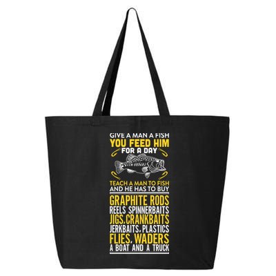 Give A Man A Fish You Feed Him For A Day Teach Him To Fish Funny 25L Jumbo Tote