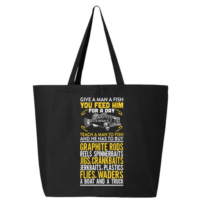 Give A Man A Fish You Feed Him For A Day Teach Him To Fish Funny 25L Jumbo Tote