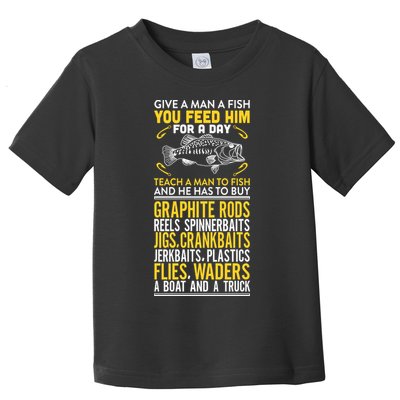 Give A Man A Fish You Feed Him For A Day Teach Him To Fish Funny Toddler T-Shirt