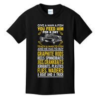 Give A Man A Fish You Feed Him For A Day Teach Him To Fish Funny Kids T-Shirt