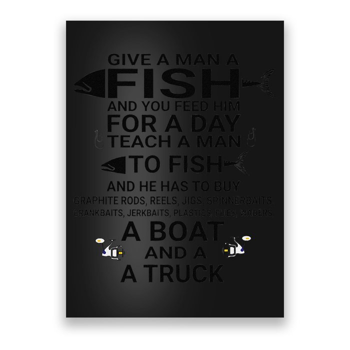 Give A Man A Fish Or Teach Him To Fish Fishing Poster