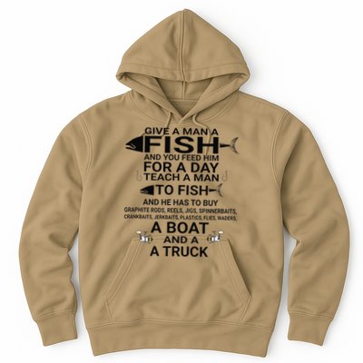 Give A Man A Fish Or Teach Him To Fish Fishing Hoodie
