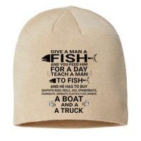 Give A Man A Fish Or Teach Him To Fish Fishing Sustainable Beanie