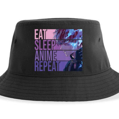 Graphic Academia My Hero Todoroki Eat Sleep Anime Repeat Sustainable Bucket Hat